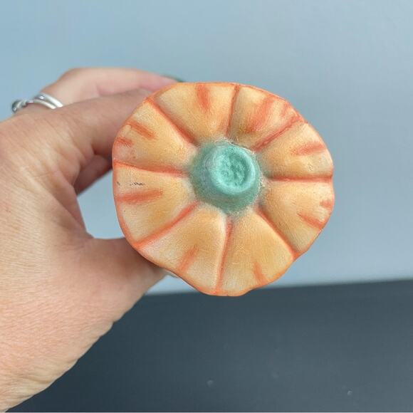 Vintage | Peek-A-Boo Ghost In Orange Pumpkin Gothic Kawaii Kitsch Cute Halloween - Picture 6 of 9